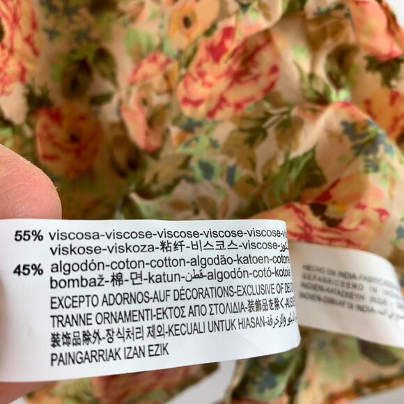 NWT Zara Floral Print V-Neck Ruffle Sleeve Babydoll Mini Dress Size Medium - Picture 10 of 11